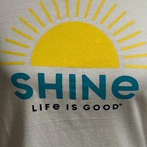 NWT Life Is Good “SHINE” Short Sleeved White Tee Small #T11